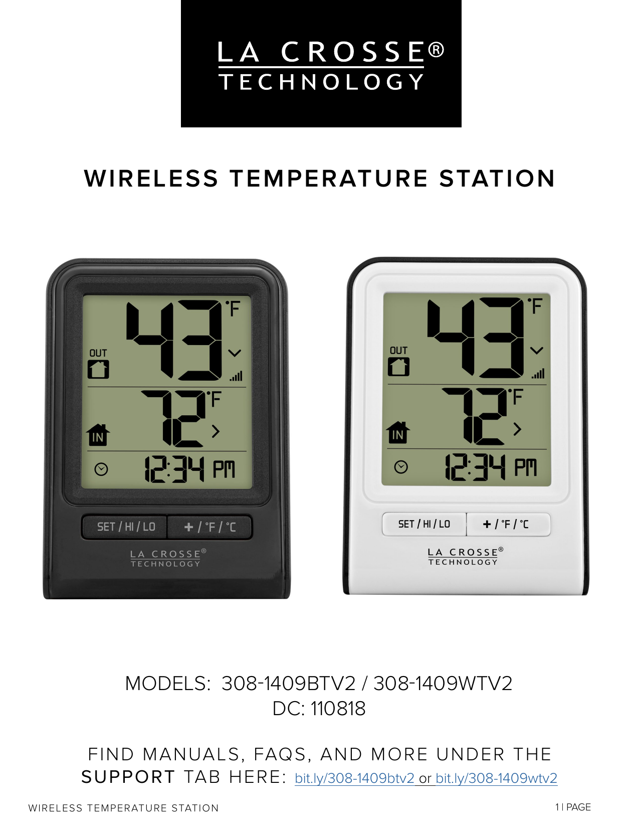 TX141-BV3 La Crosse Technology Wireless Temperature Sensor 
