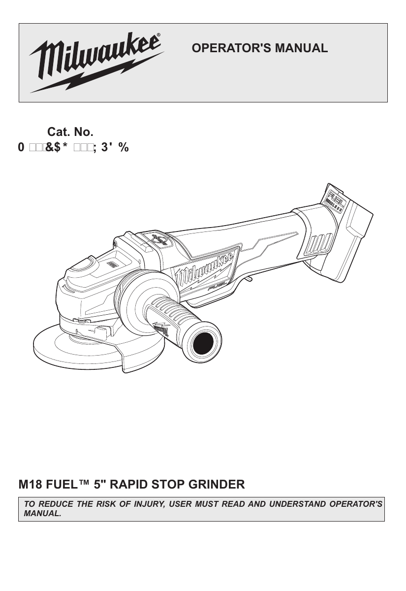 Milwaukee M18 CAG125XPDB, HD18 AG125 User manual Manualzz