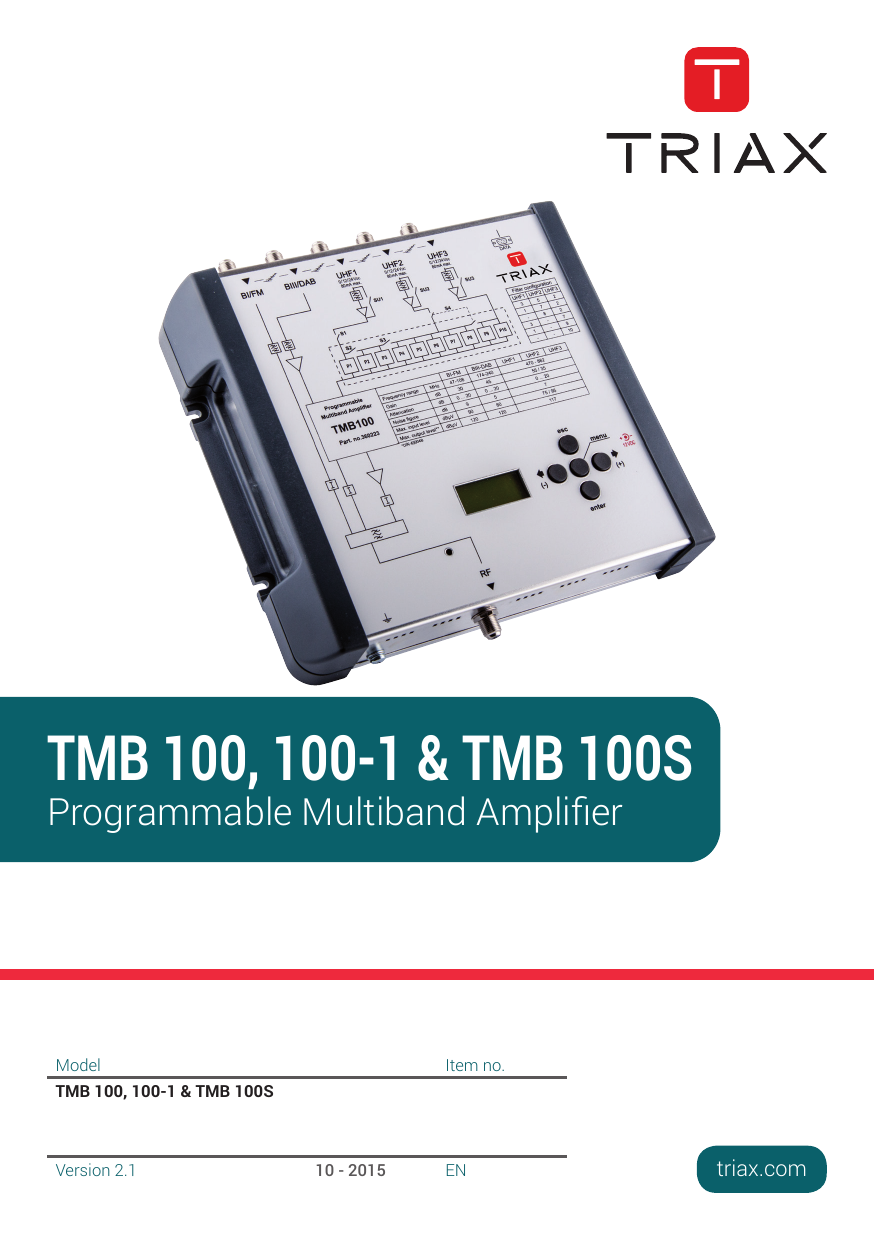 Triax TMB 100, TMB 100-1, TMB 100S Manual | Manualzz
