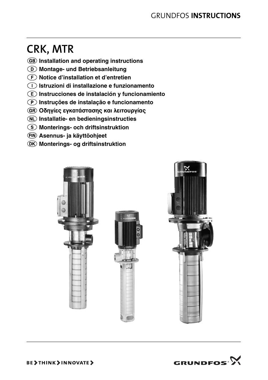 Grundfos Mtr Series Crk 16 Mtr 10 Mtr Crk 2 Crk 8 Crk 4 Mtr 32 Mtr 5 Mtr 64 User Manual Manualzz