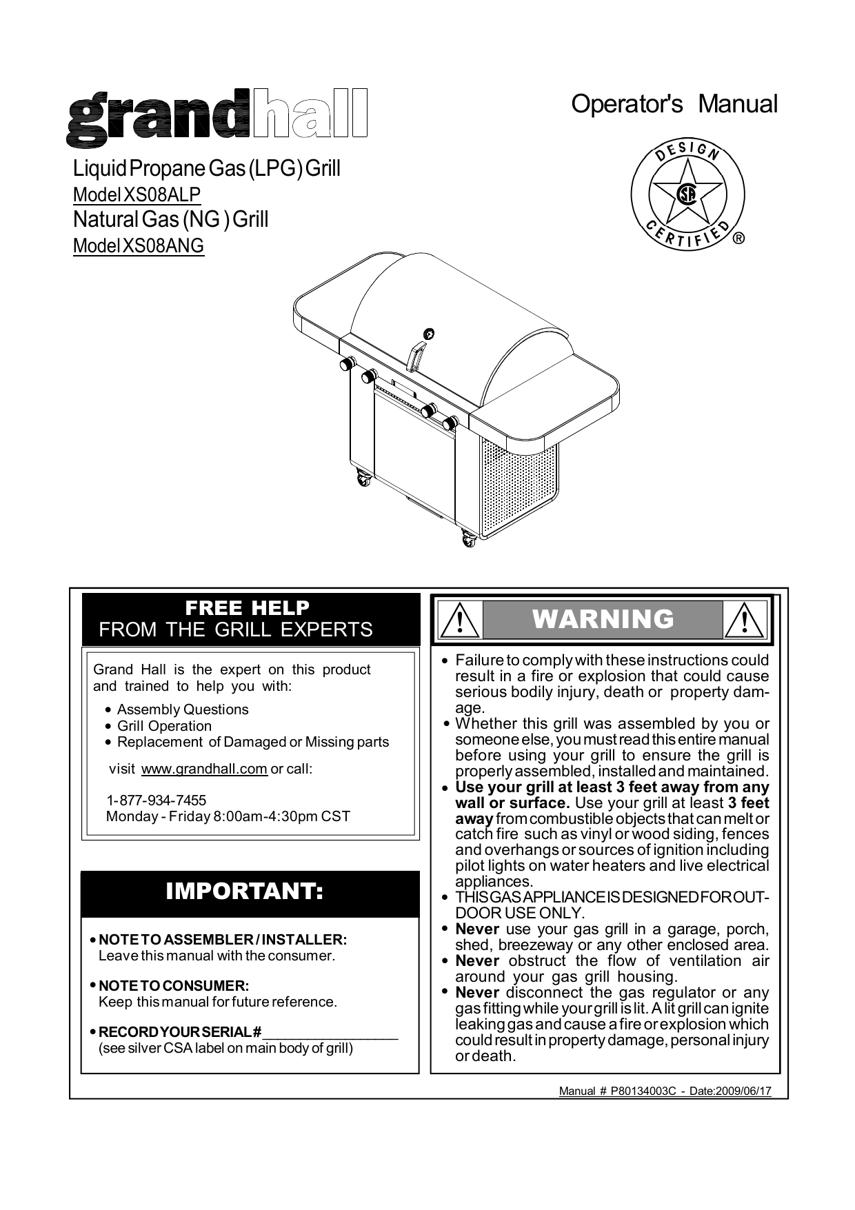 Barbeques Galore XS08ANG X Series By Porsche Design Studio Owner Manual