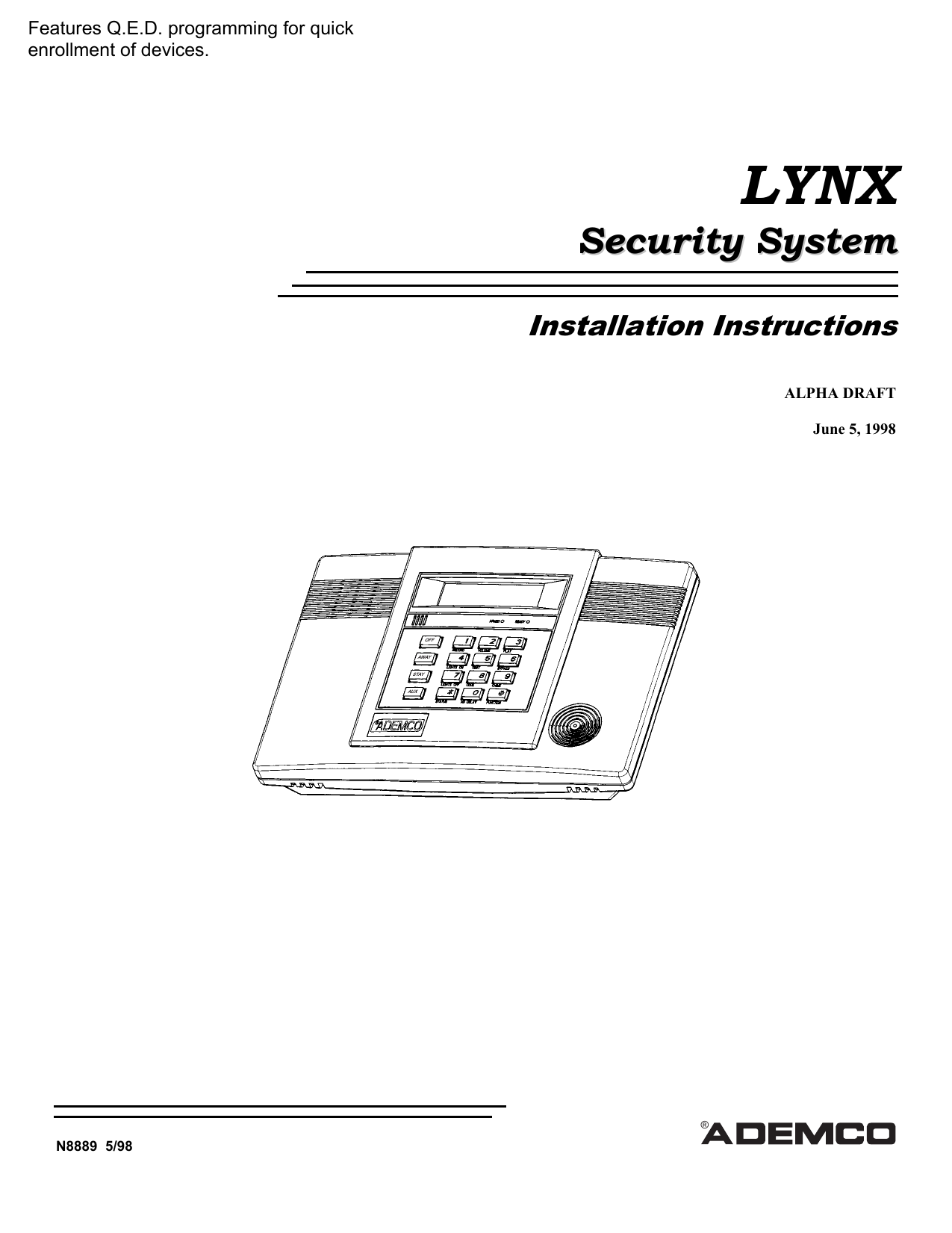 ADEMCO LYNX Installation Instructions Manual Manualzz
