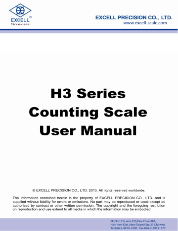 Excell FTCH3 High Resolution Counting Bench Scale User Manual | Manualzz