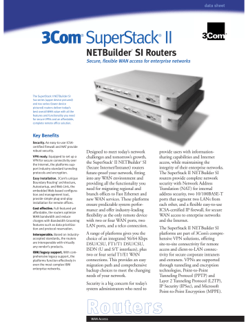 3Com 3C8567 - SuperStack II NETBuilder SI 567 Router Datasheet | Manualzz