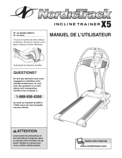 NordicTrack X5 Incline Trainer - User manual, User's Guide, User's