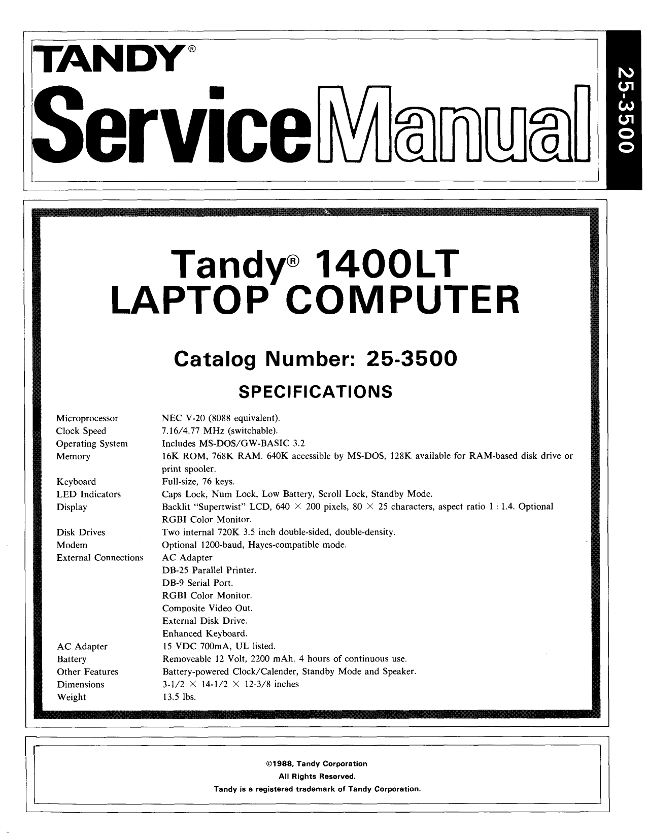 Tandy 1400LT Service Manual | Manualzz
