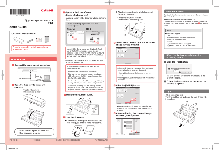 Canon imageFORMULA R10 Installation guide | Manualzz