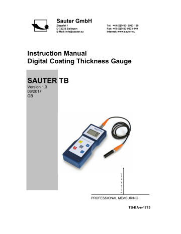 sauter TB Instruction Manual | Manualzz