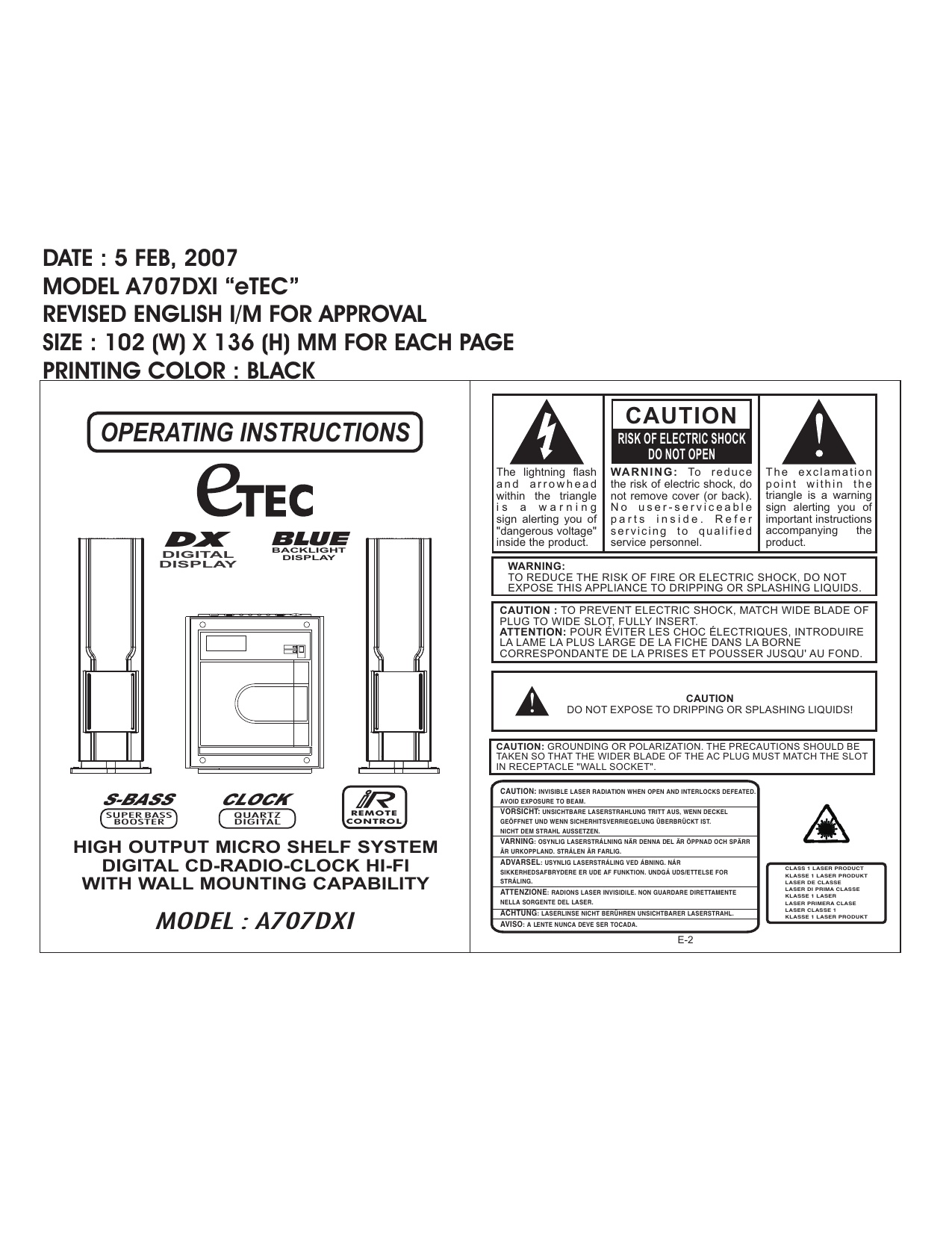 Etec 07dxi Operating Instructions Manual Manualzz