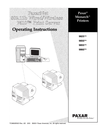 Paxar Monarch 9850, Monarch 7410 User manual | Manualzz