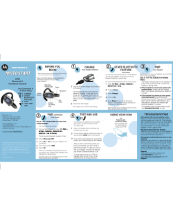 Motorola H560 - Headset - Over-the-ear - Quick Start, Quick start guide