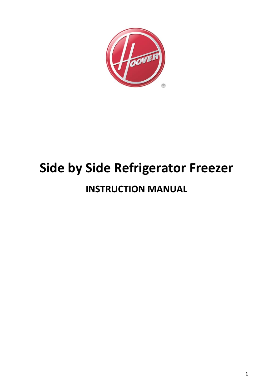Hoover HHSBSO6174XWDK American Fridge Freezer Instruction Manual Manualzz