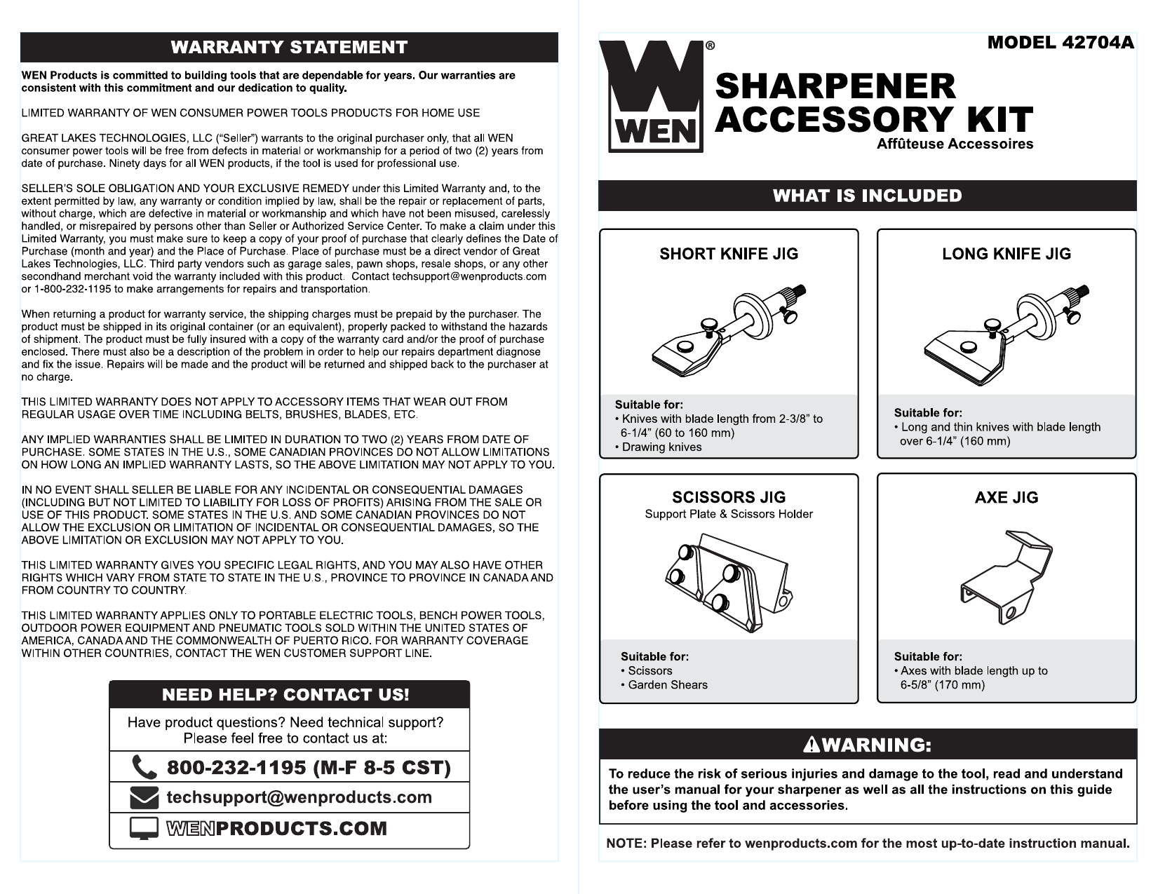 WEN Sharpening Accessory Kit for 10 in. Sharpening Systems (4-Piece)