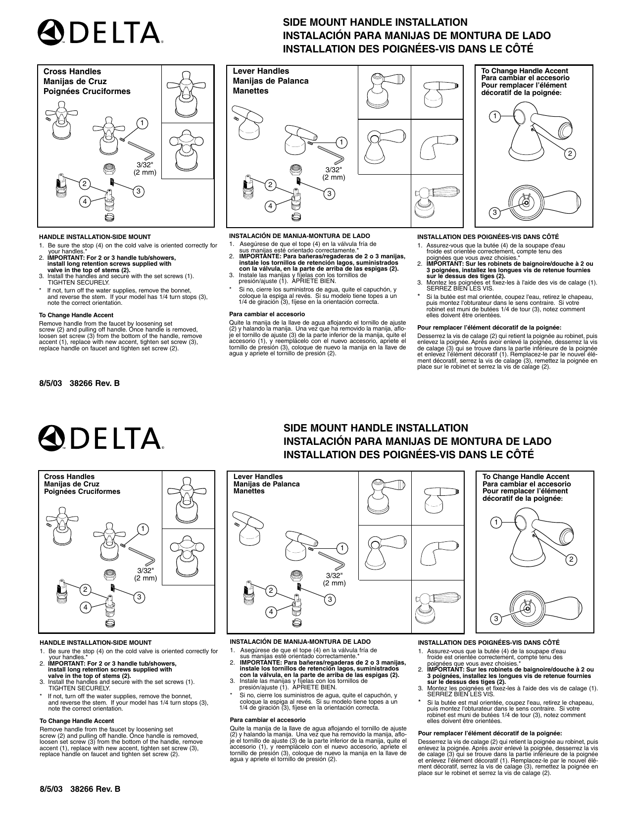 Delta Faucet H615, H24, A22, H65 Installation guide Manualzz