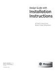 GE Appliances ZIP360NZ Monogram&reg; 36 in. 20.6 cf Built-In French Door Custom Panel Refrigerator Installation Manual