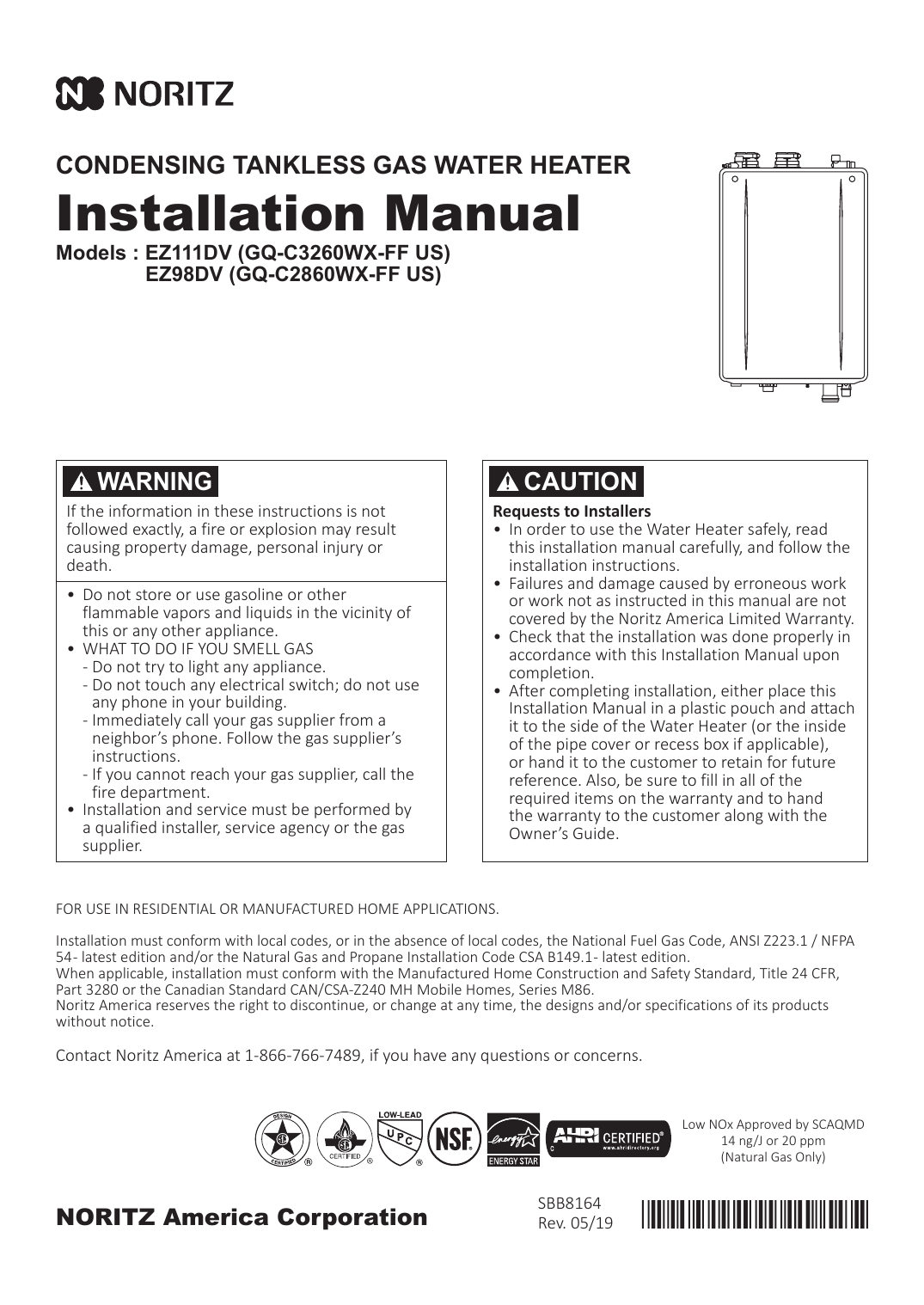 Noritz Eztr50ng 98 Gpm 180000 Btu Indoor Liquid Propane Tankless Water Heater Installation 6518