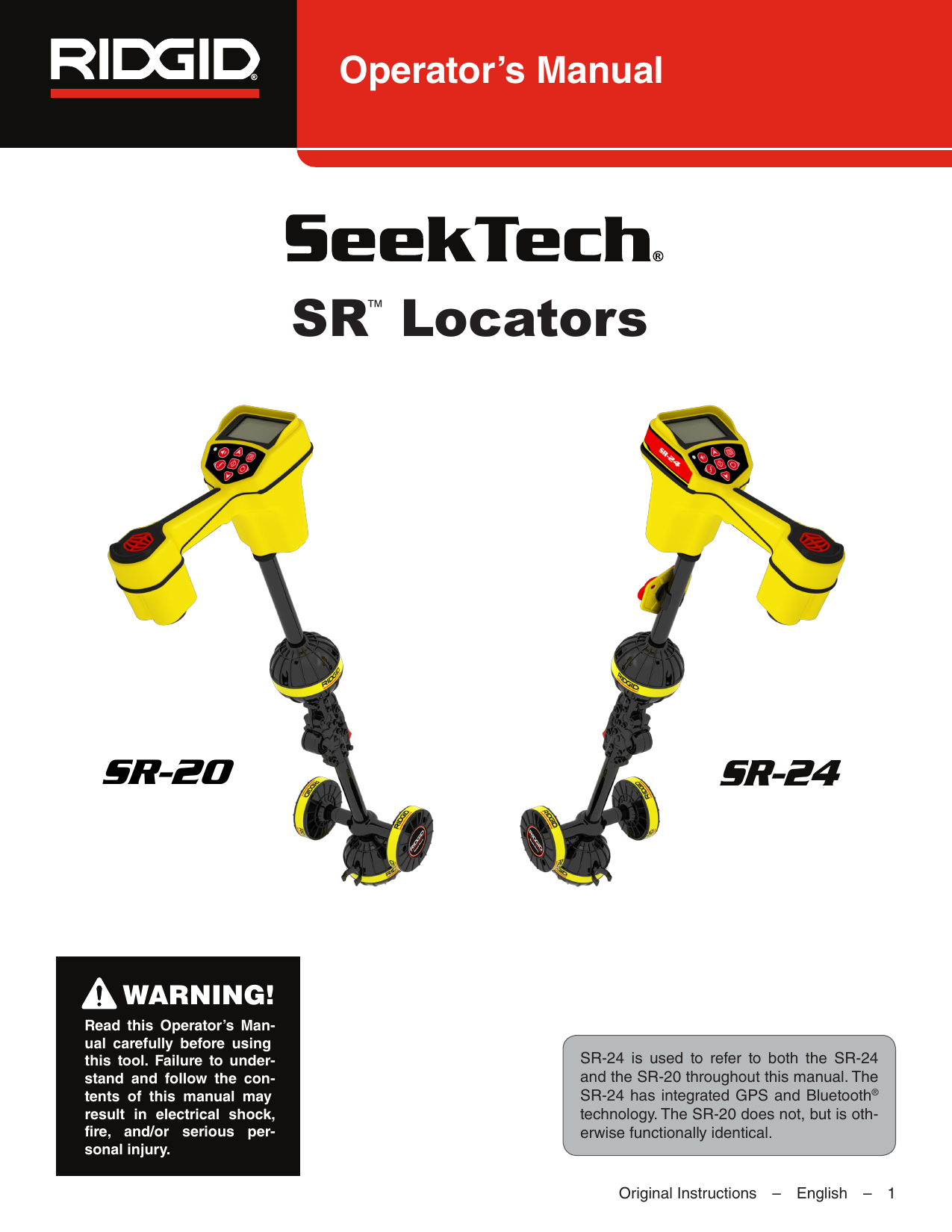RIDGID SeekTech SR20 Locator Manual Manualzz