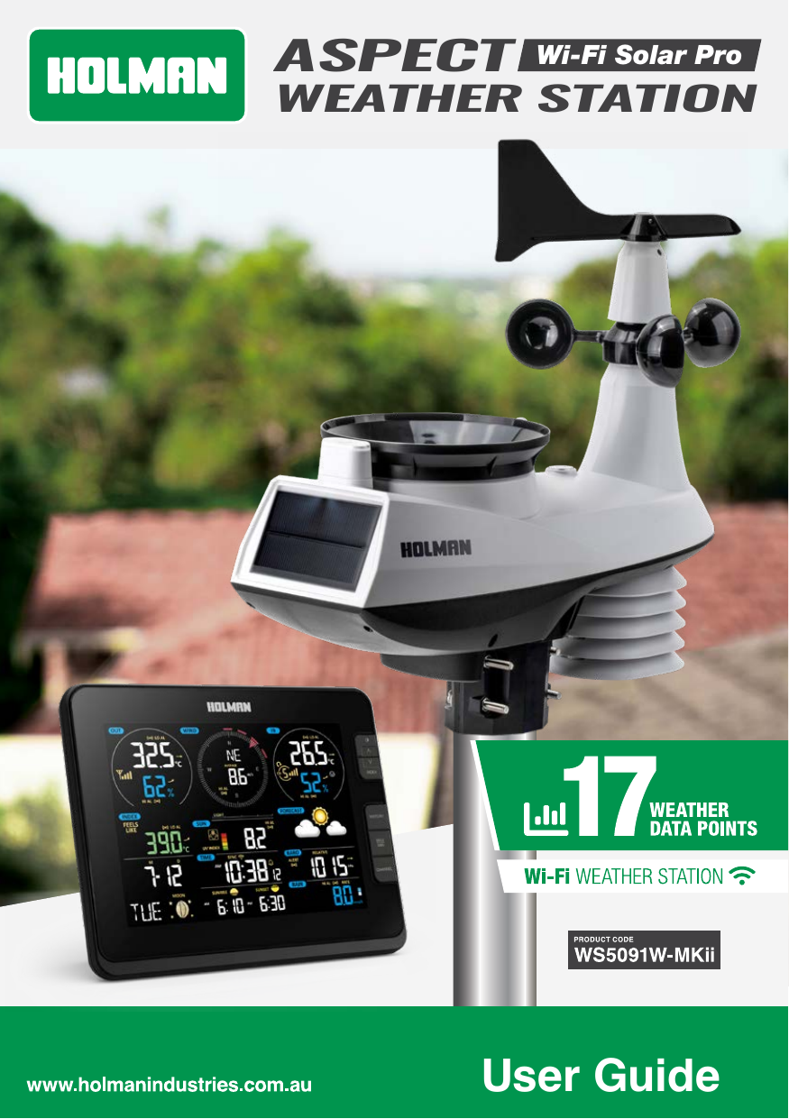 HOLMAN WS5091WMKII Aspect WiFi Solar Pro Instruction Manual Manualzz