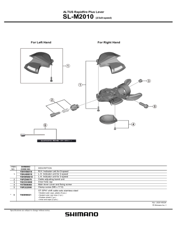 Shimano SL-M2010 Skiftegreb Exploded View | Manualzz