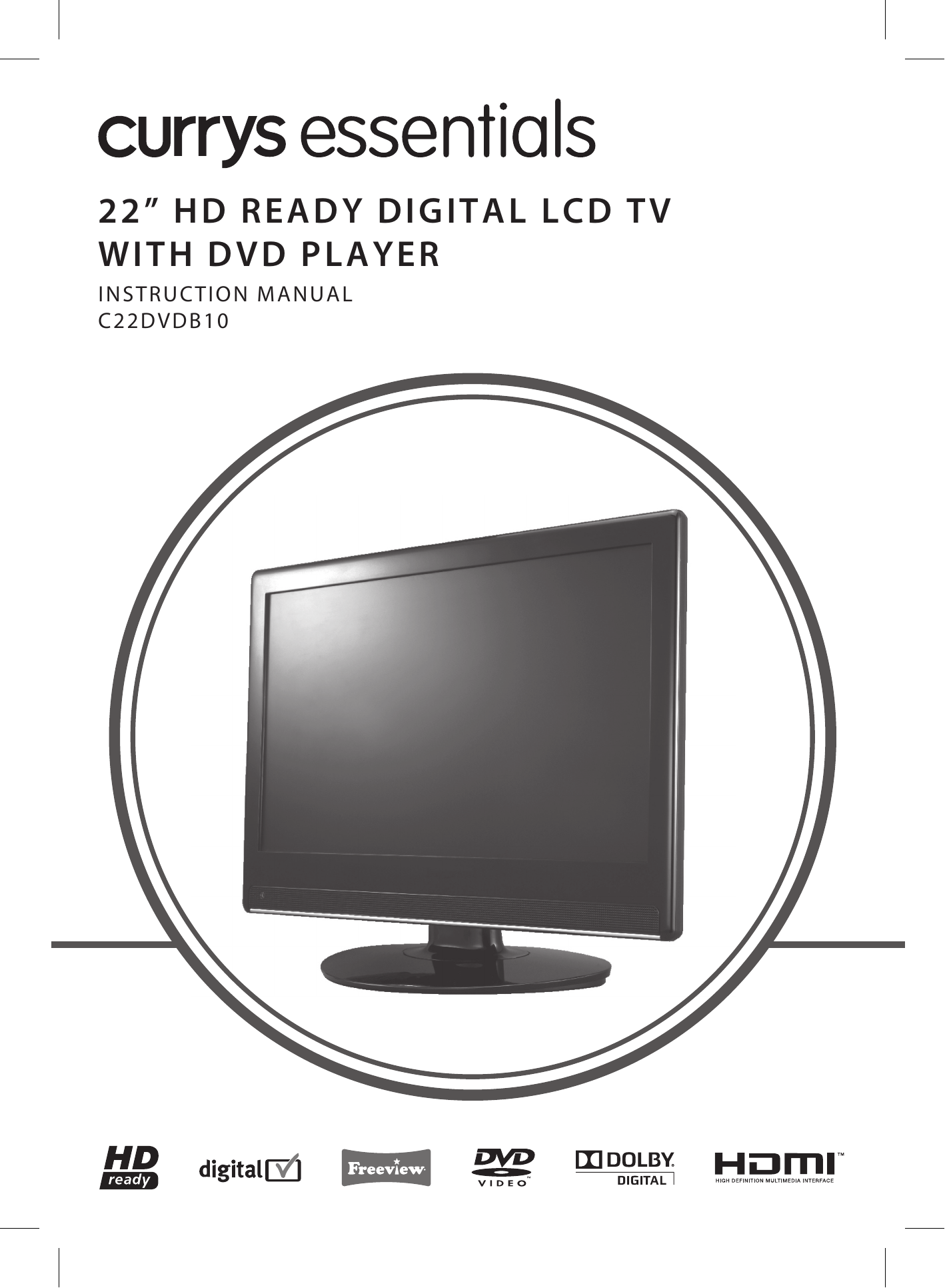 CURRYS ESSENTIALS C22DVDB10 22' HD Ready Digital LCD TV Manual Manualzz