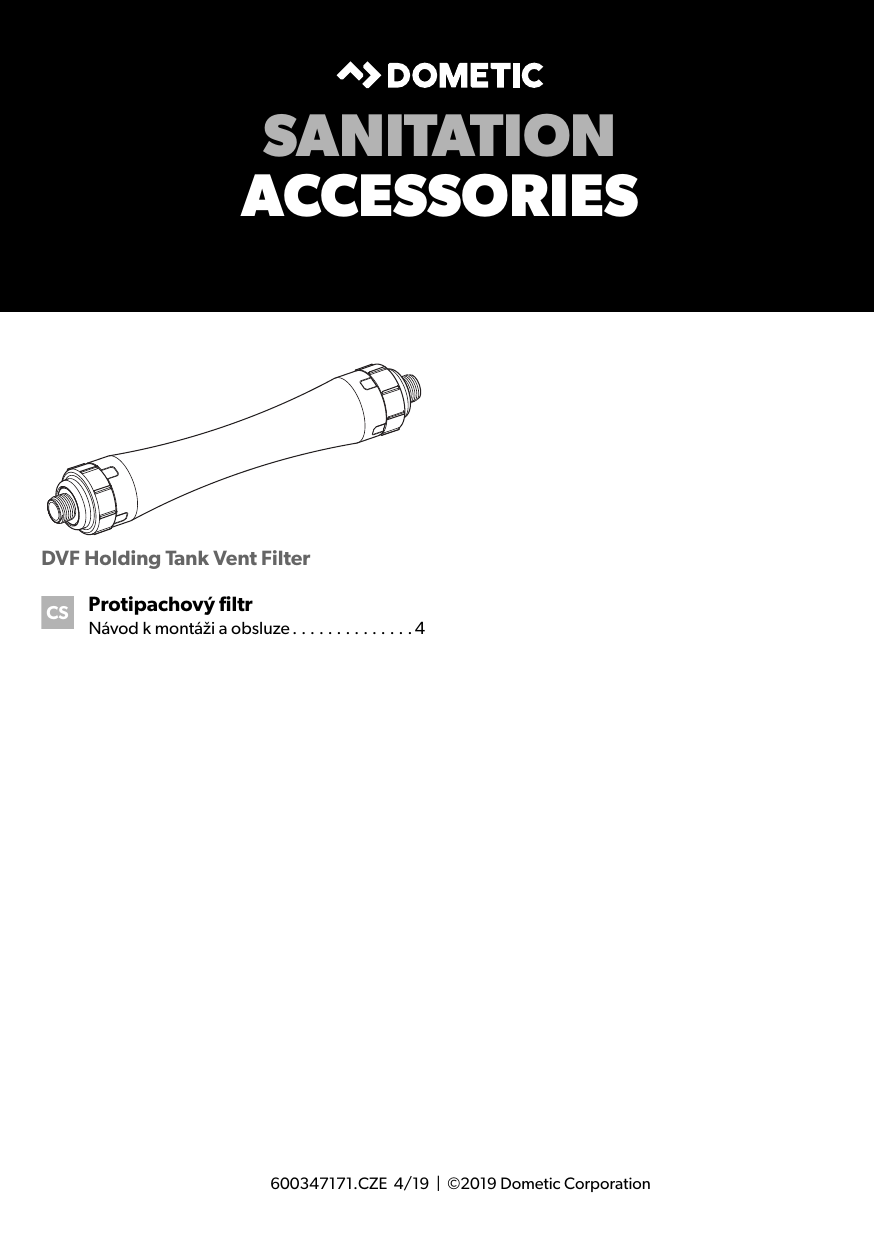 Dometic DVF Holding Tank Vent Filter Operating instructions Manualzz