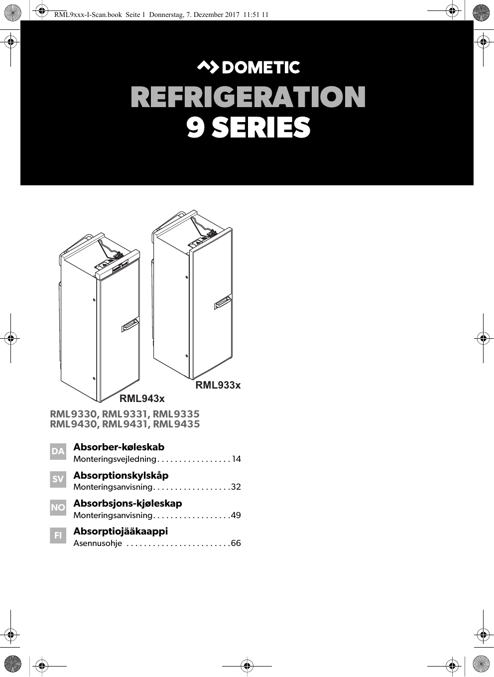 Dometic RML93xx RML94xx Installationsvejledning Manualzz