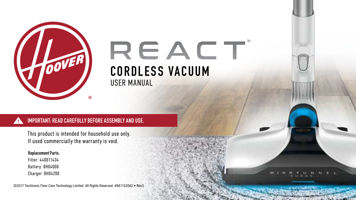 Hoover React Cordless Vacuum Owner's manual | Manualzz