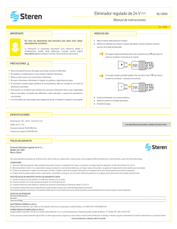 Steren ELI-2024 Eliminador regulado de 24 Vcc, 2 A El manual del