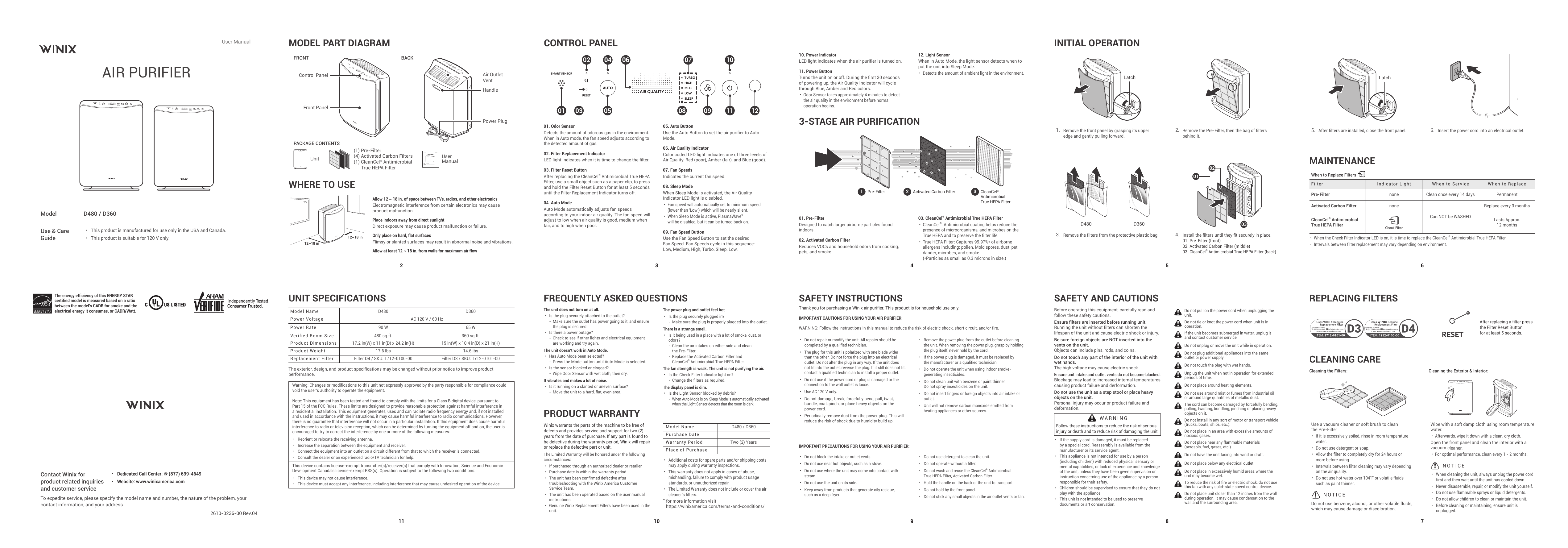 Winix D360 User manual | Manualzz