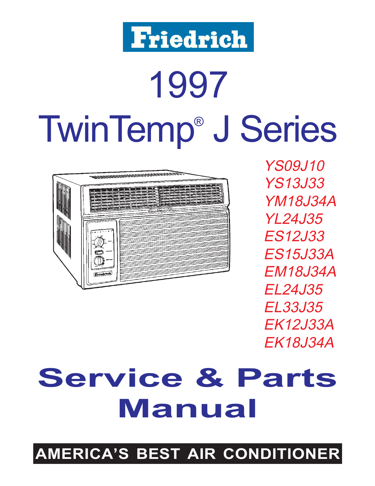 Friedrich EK18J34A Air Conditioner Owner's Manual Manualzz