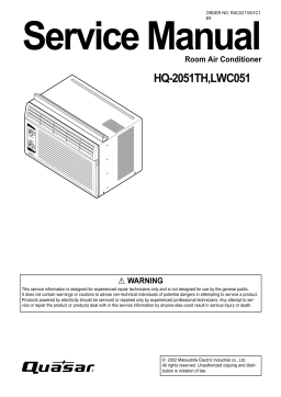 Quasar HQ-2051TH Air Conditioner Service manual