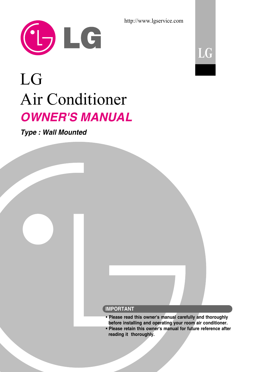 Lg R12AWNNB9 Air Conditioner Owner's Manual Manualzz