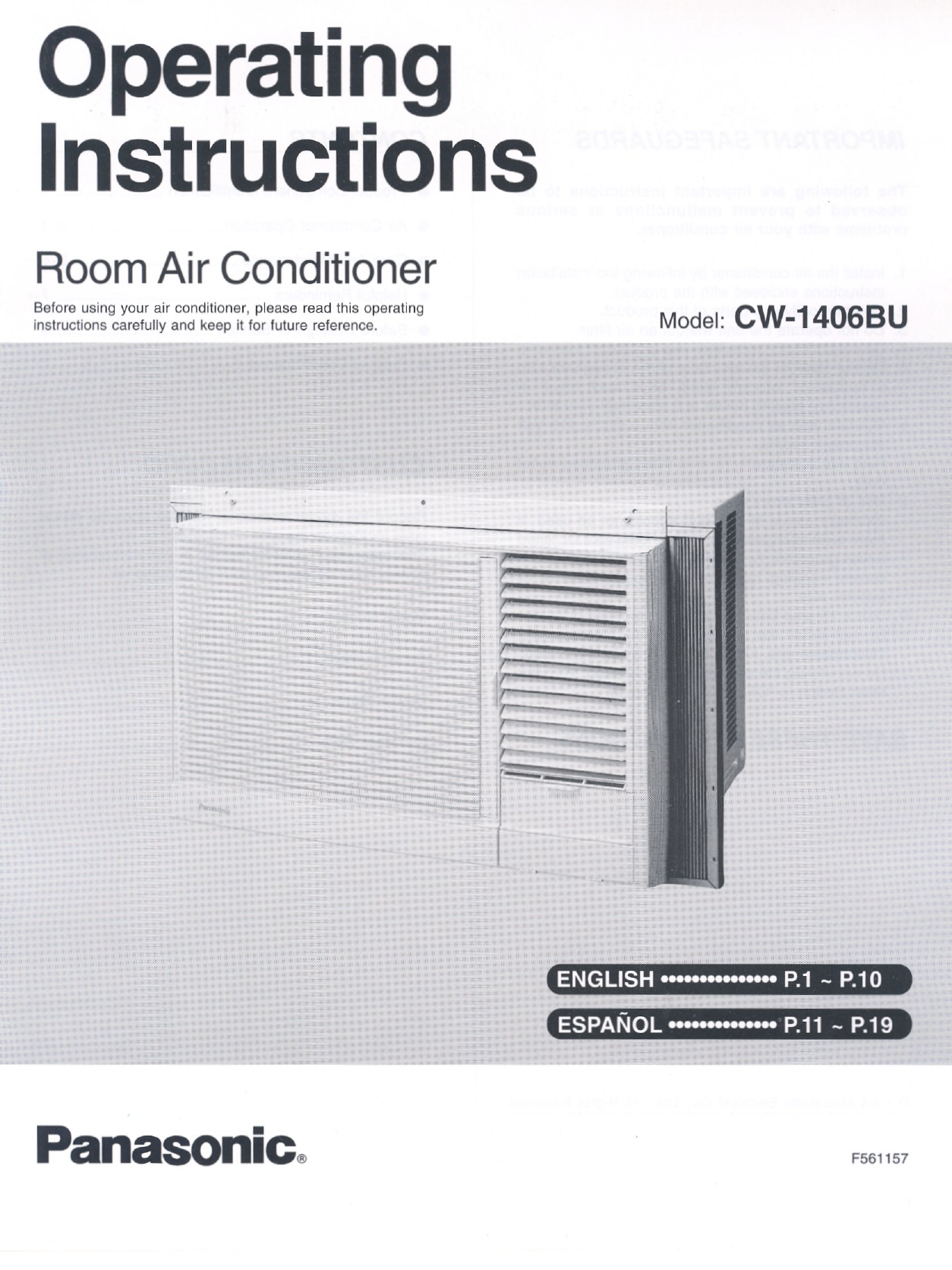 Panasonic CW1406BU Air Conditioner Owner's Manual Manualzz