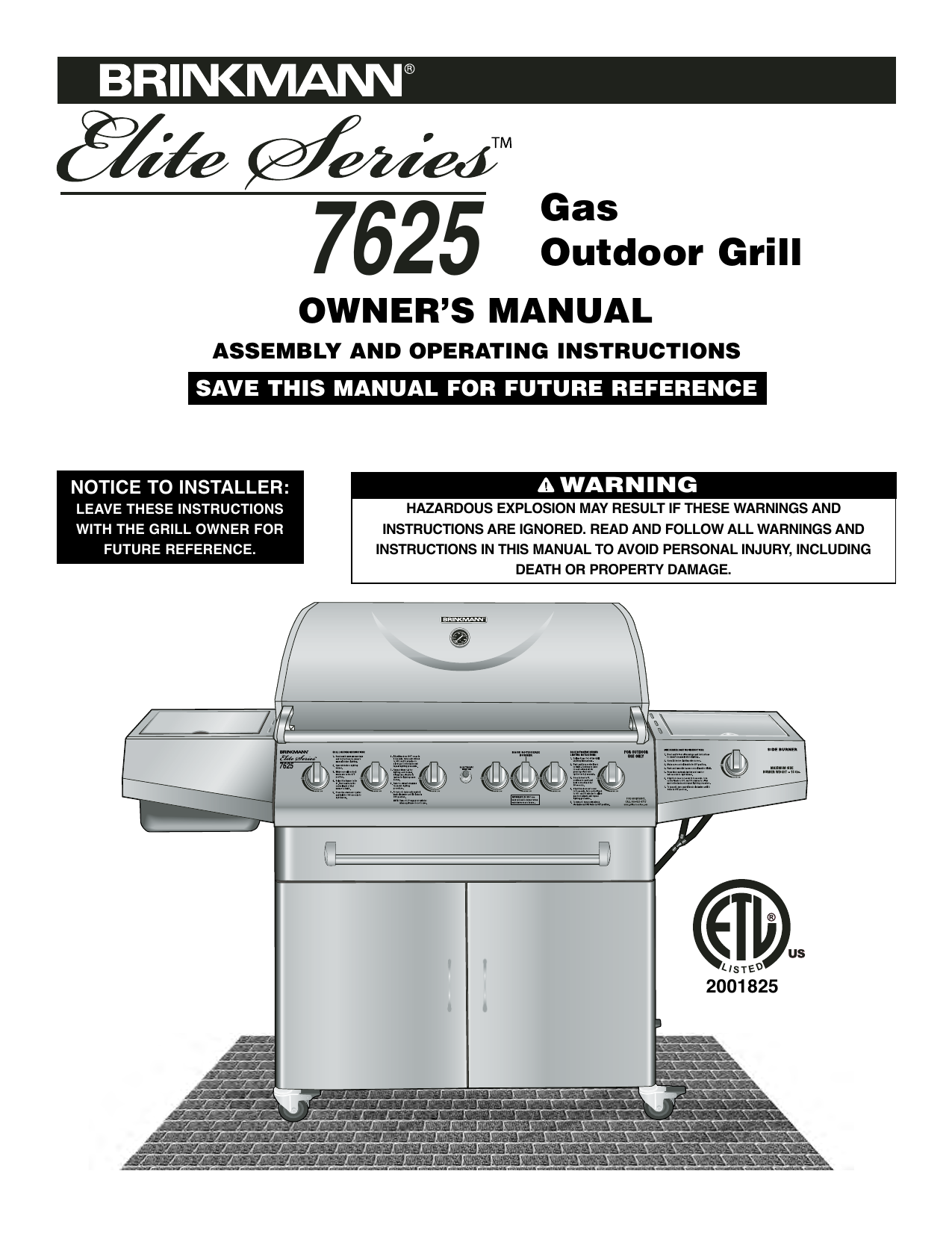 Brinkmann 81076250 Bbq And Gas Grill Owner's Manual Manualzz