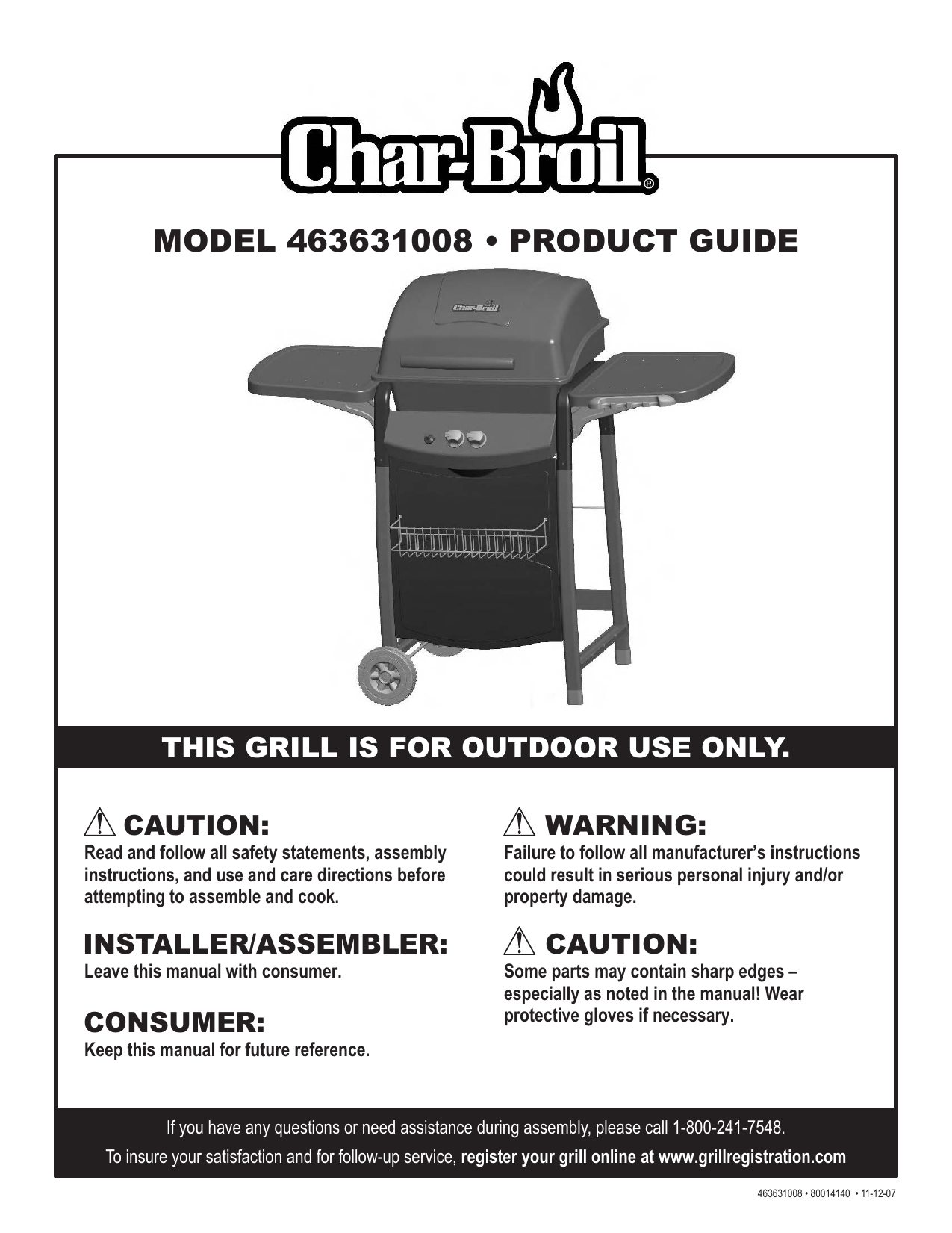 Charbroil 463631008 Bbq And Gas Grill Owner s Manual Manualzz