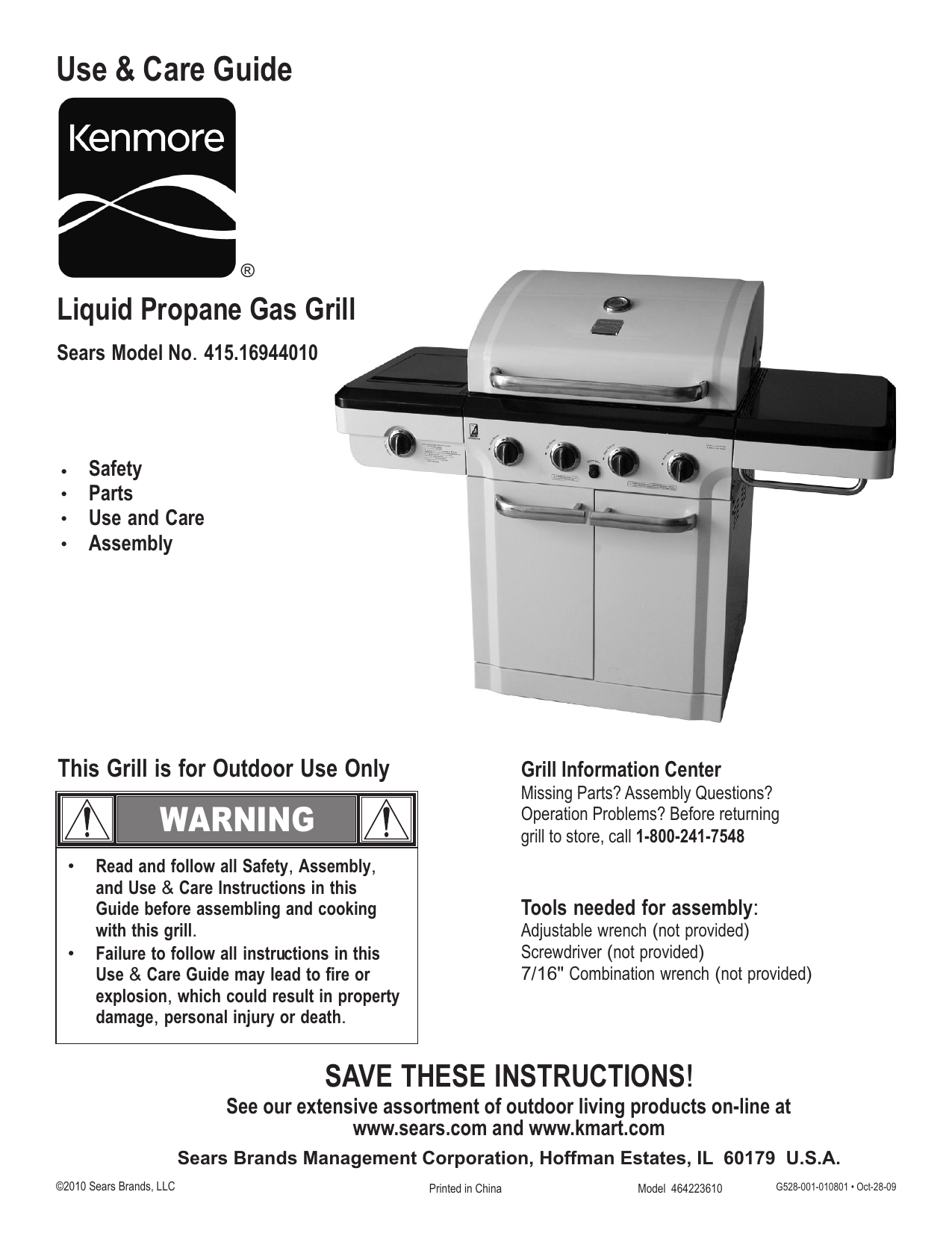 Kenmore 415.16944010 Bbq And Gas Grill Owner's Manual Manualzz