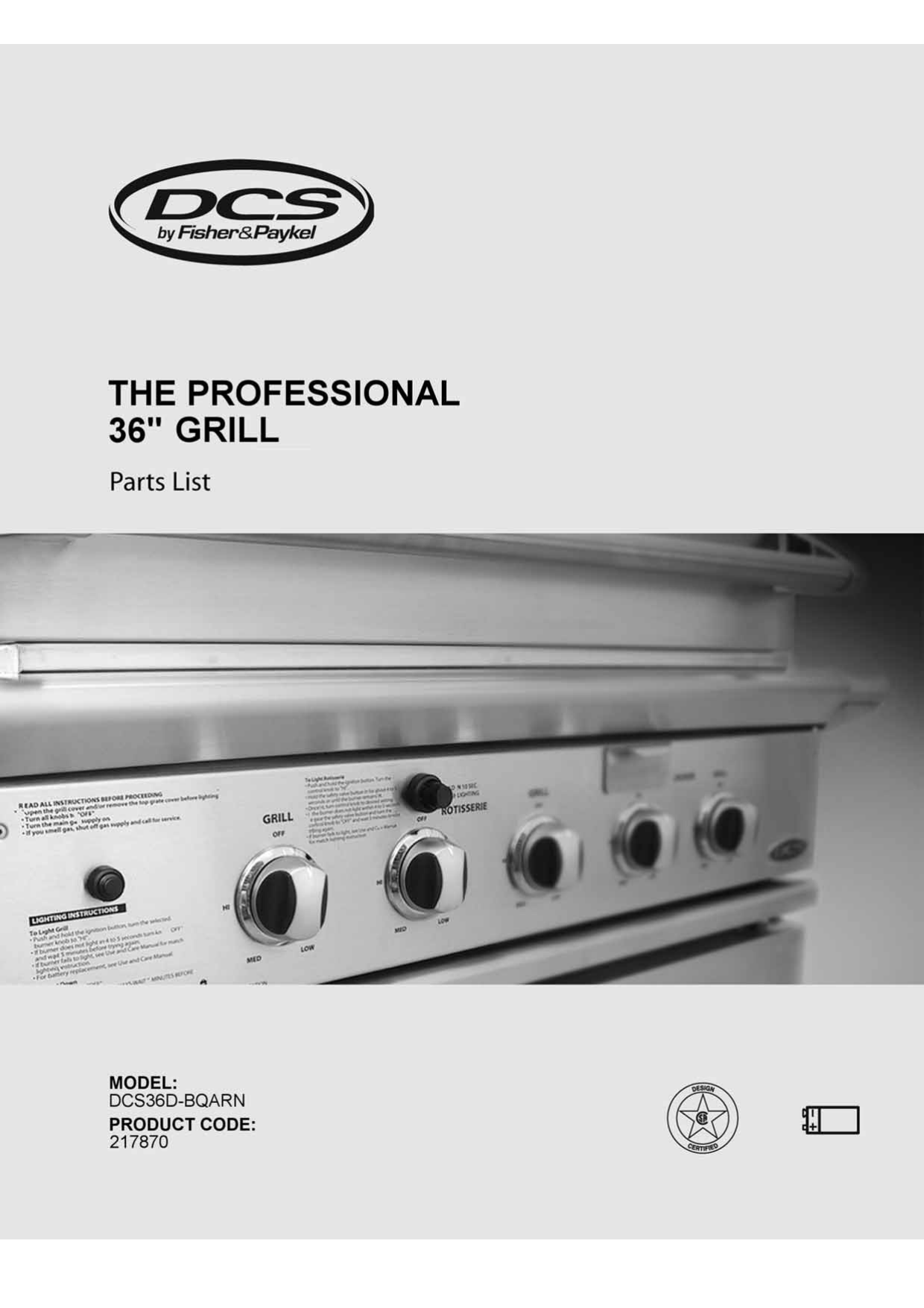 Dcs DCS36DBQARN Bbq And Gas Grill Owner's Manual Manualzz