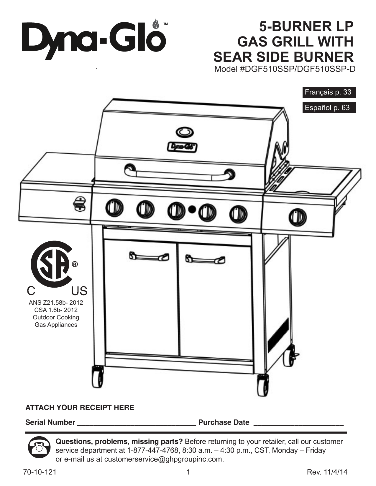 Dynaglo DGF510SSPD Bbq And Gas Grill Owner's Manual Manualzz