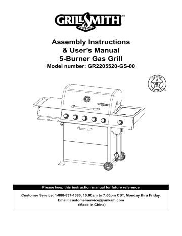 Grillsmith GR2205520-GS-00 Bbq And Gas Grill Owner's Manual | Manualzz