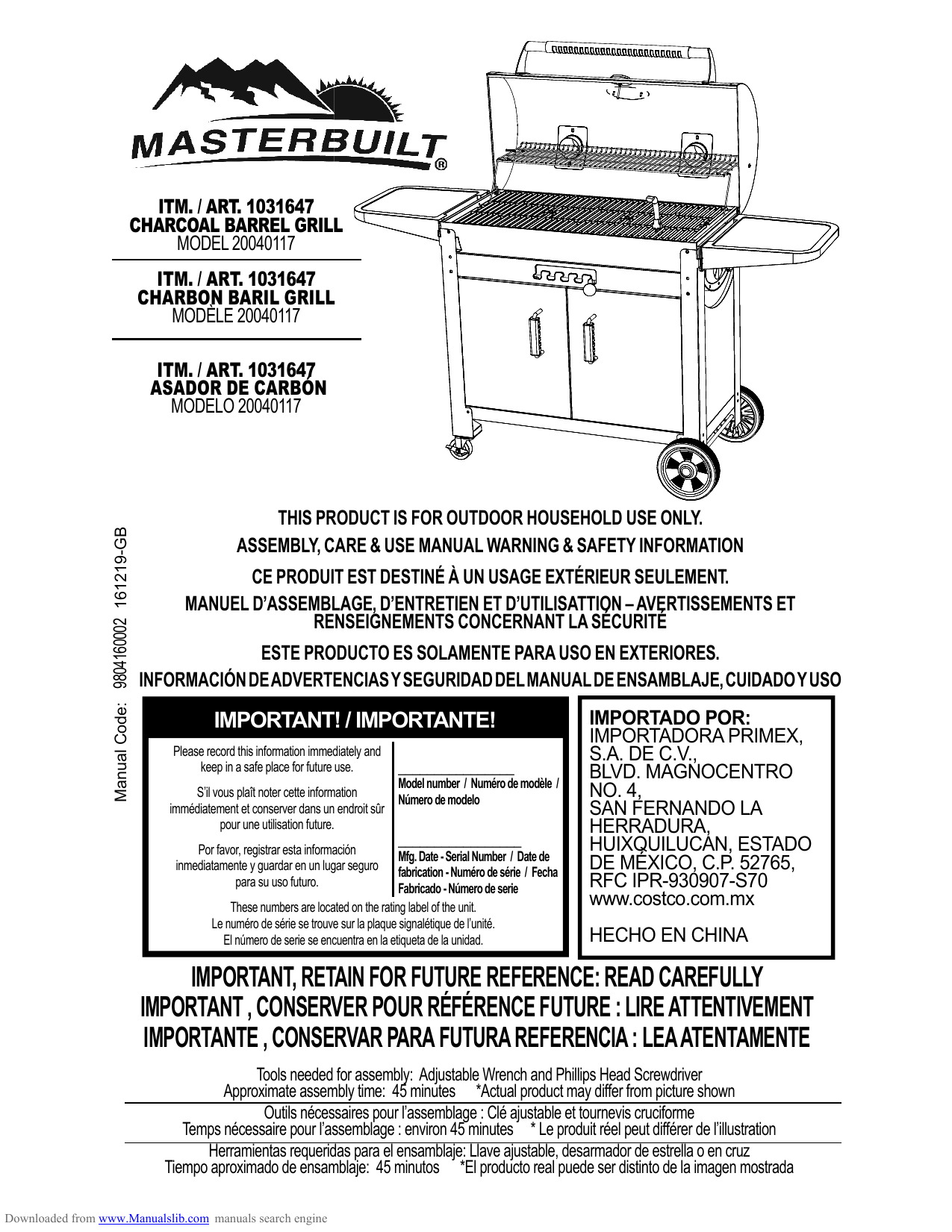 Masterbuilt 20040117 Owner's manual Manualzz