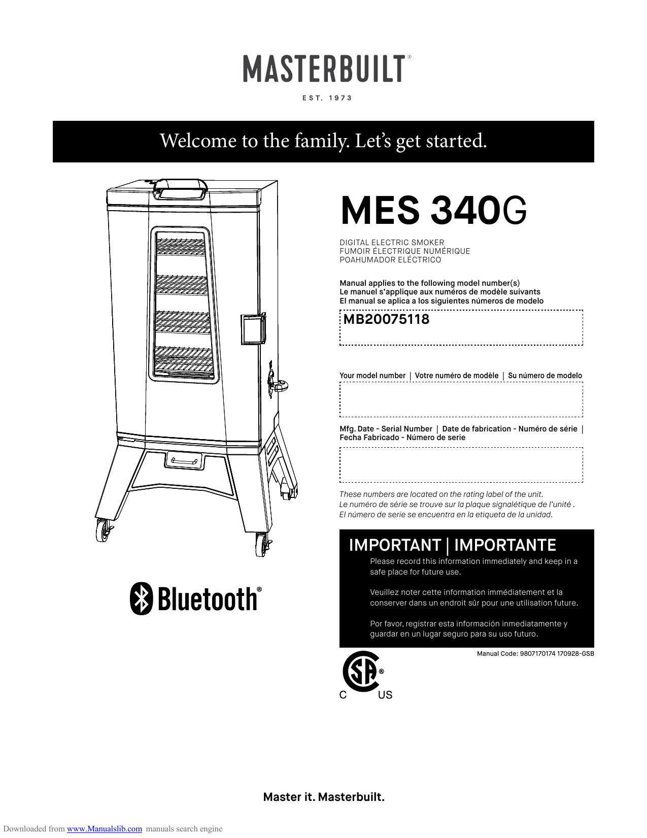 Masterbuilt MB20075118 Owner's manual Manualzz