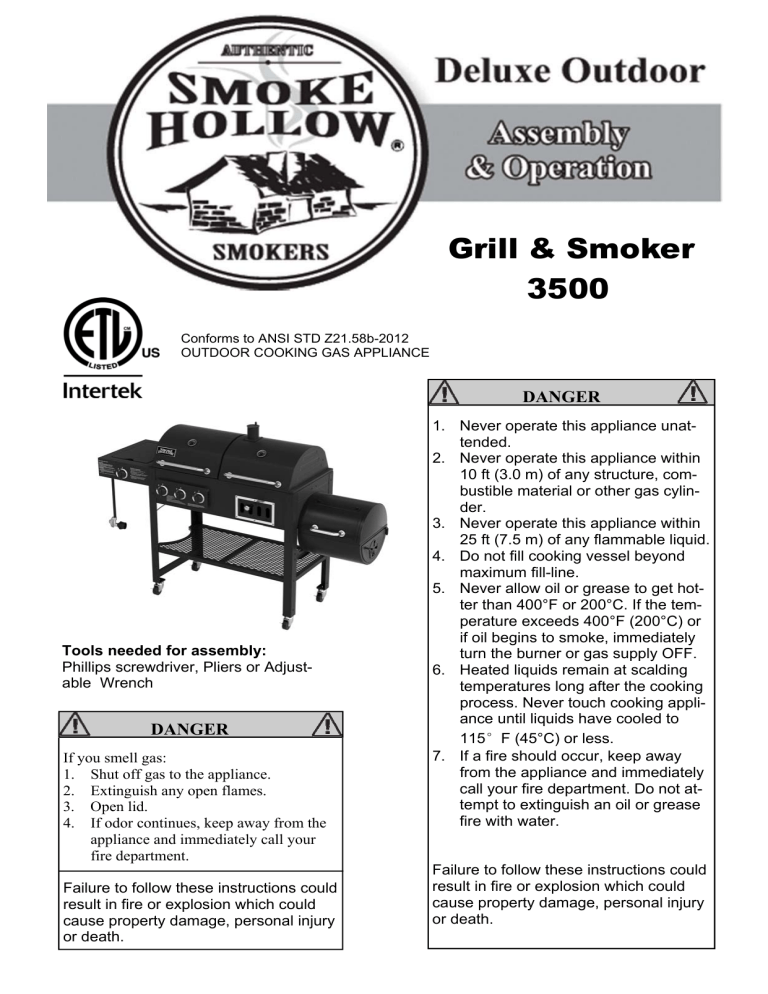 Smoke Hollow Propane Smoker Manual