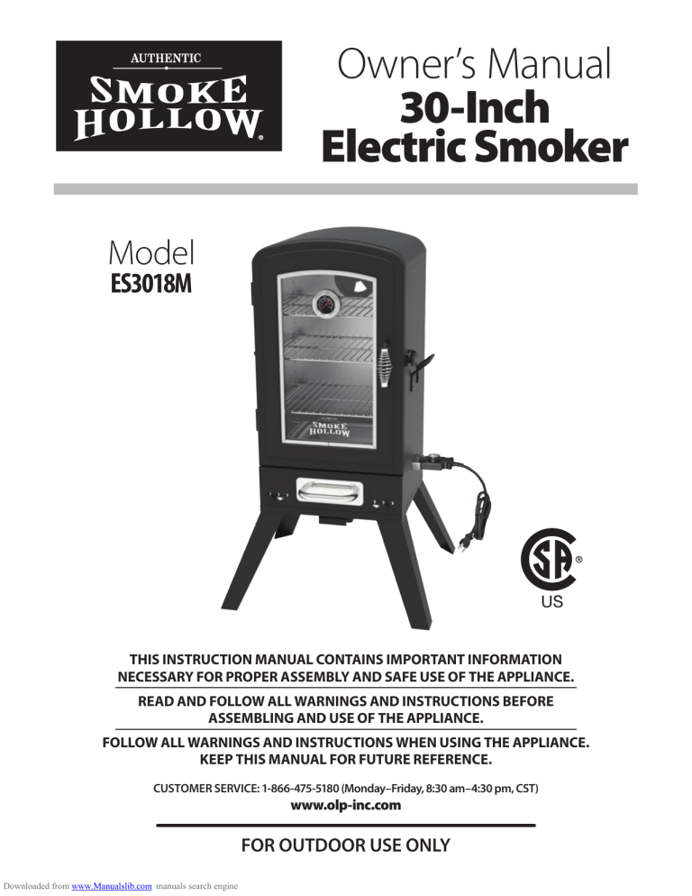 Smoke Hollow ES3018M Owner's manual Manualzz