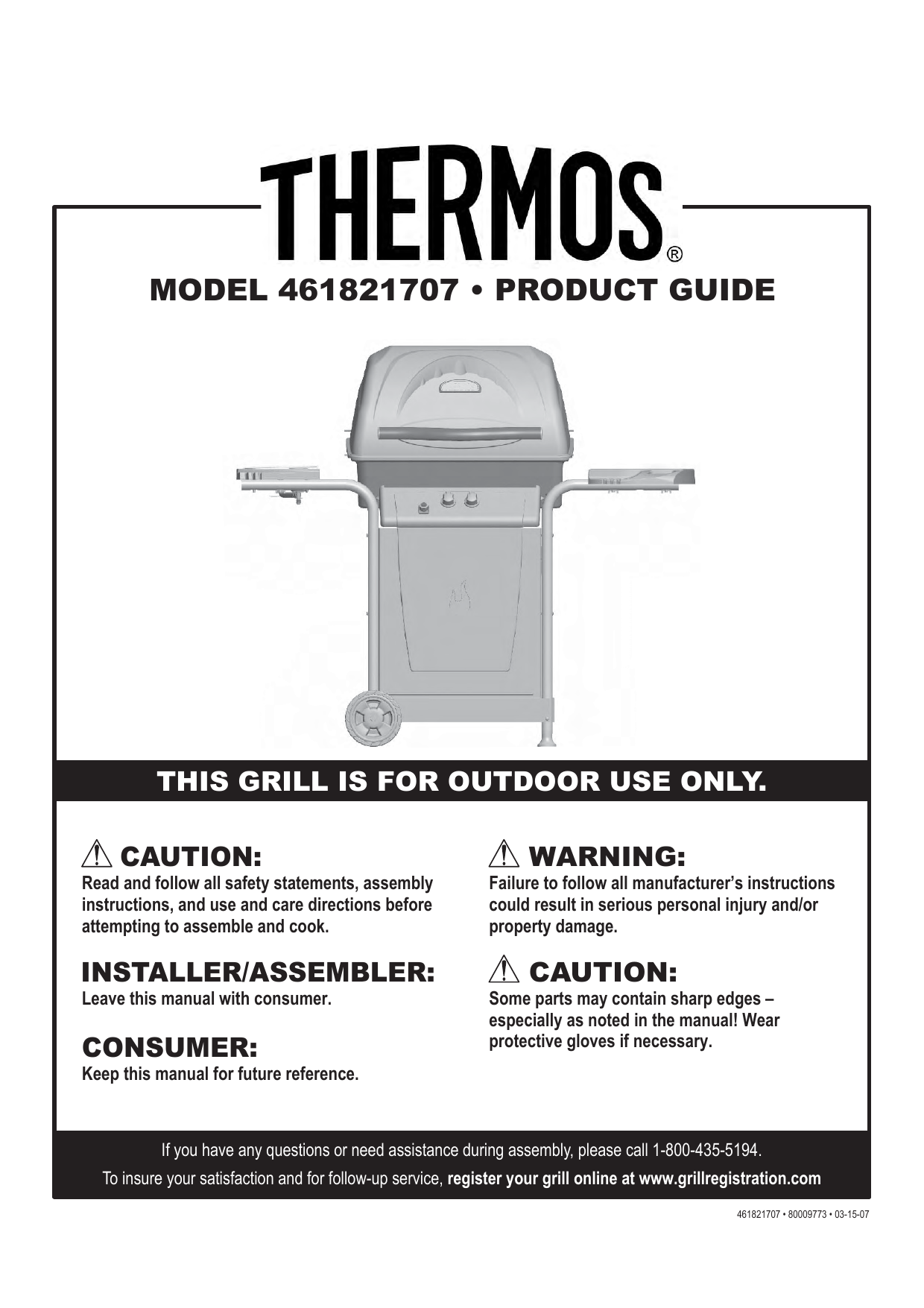 Thermos 461821707 Bbq And Gas Grill Owner's Manual Manualzz