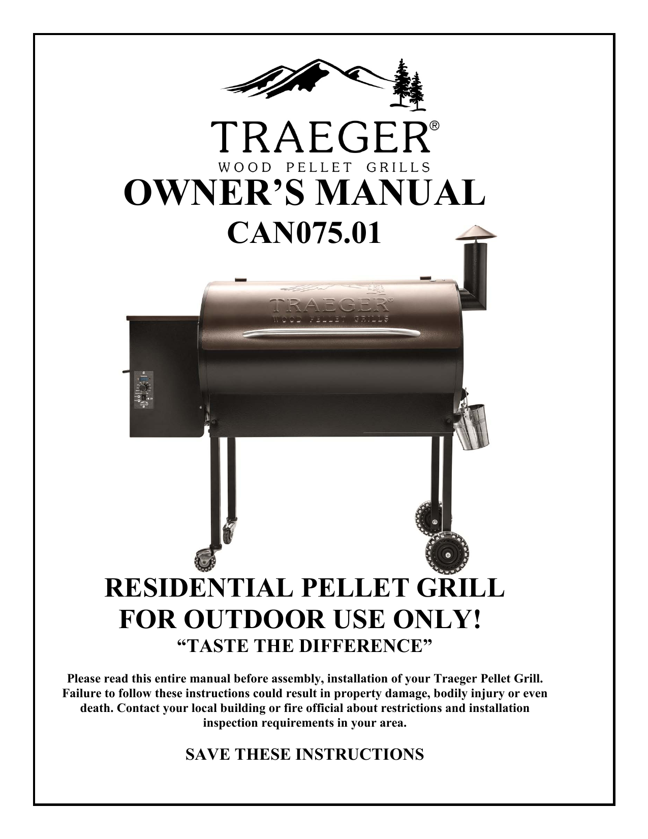 Traeger CAN075.01 Owner's manual Manualzz