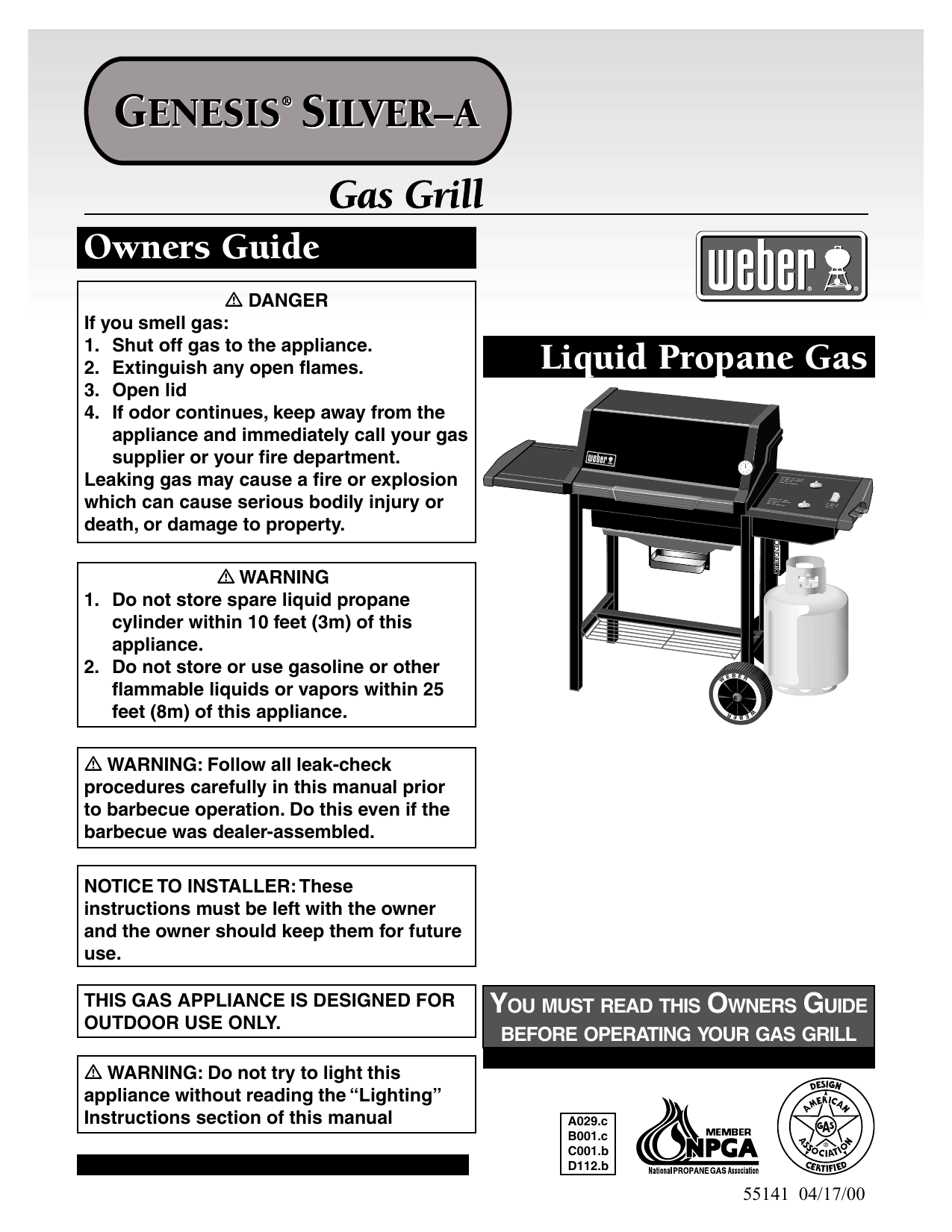 er GENESIS SILVER A W/CAST IRON GRATES Bbq And Gas Grill 20002001 Owner's Manual Manualzz