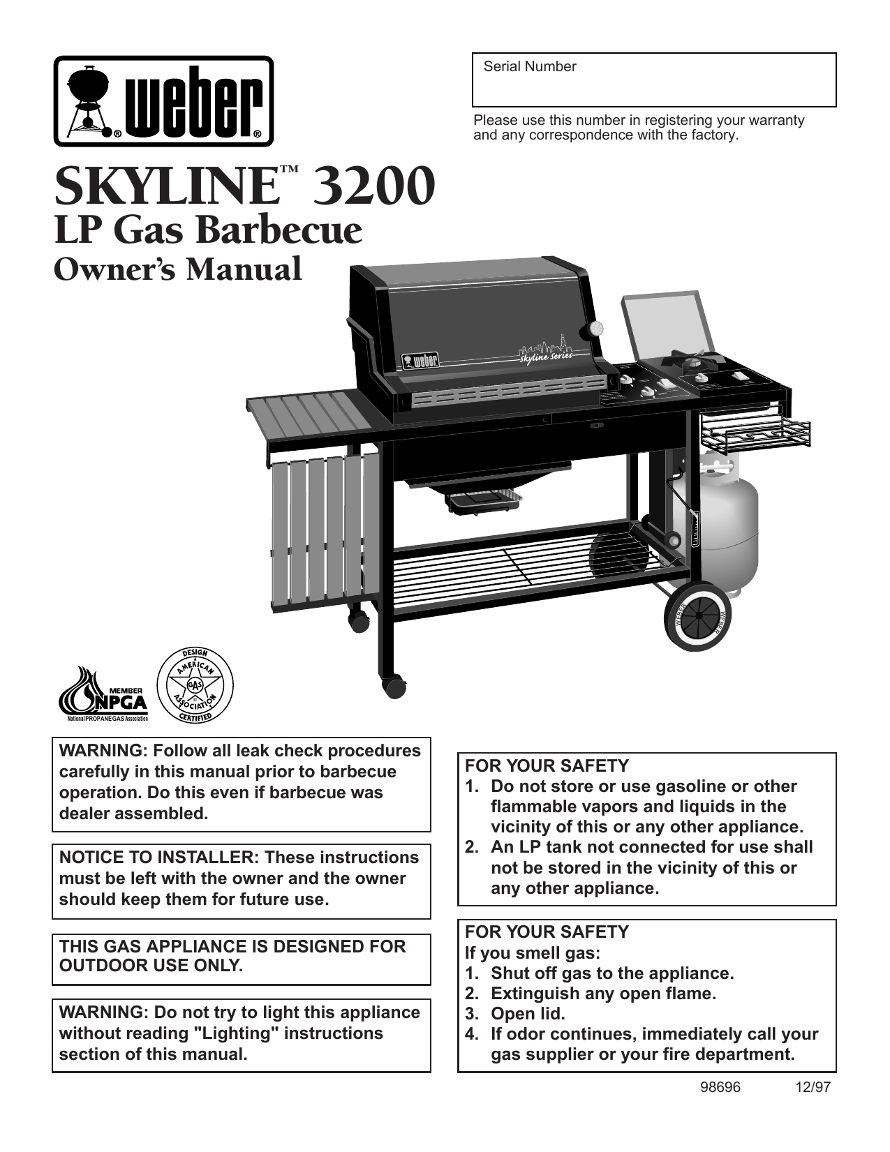 er SKYLINE 3200 LP Bbq And Gas Grill Owner's Manual Manualzz
