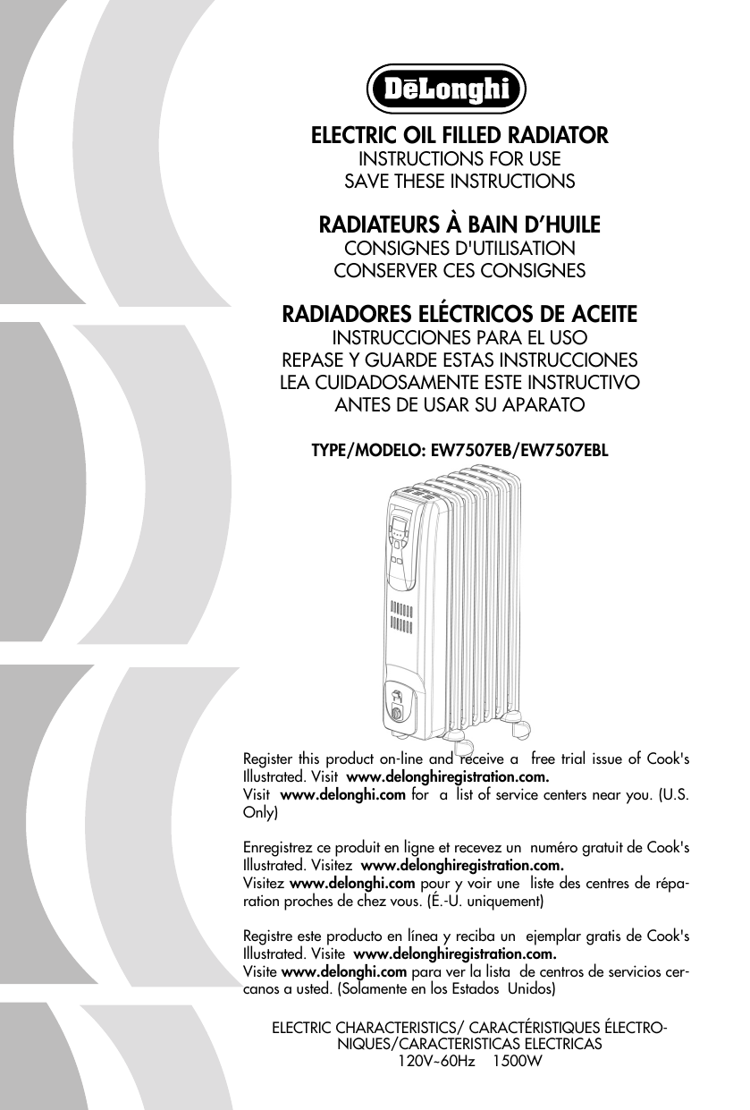 Delonghi EW7505EB Hvac Owner s Manual Manualzz