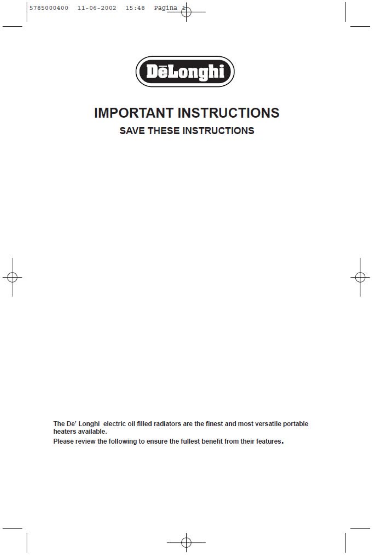 Delonghi MG15T Hvac Owner s Manual Manualzz