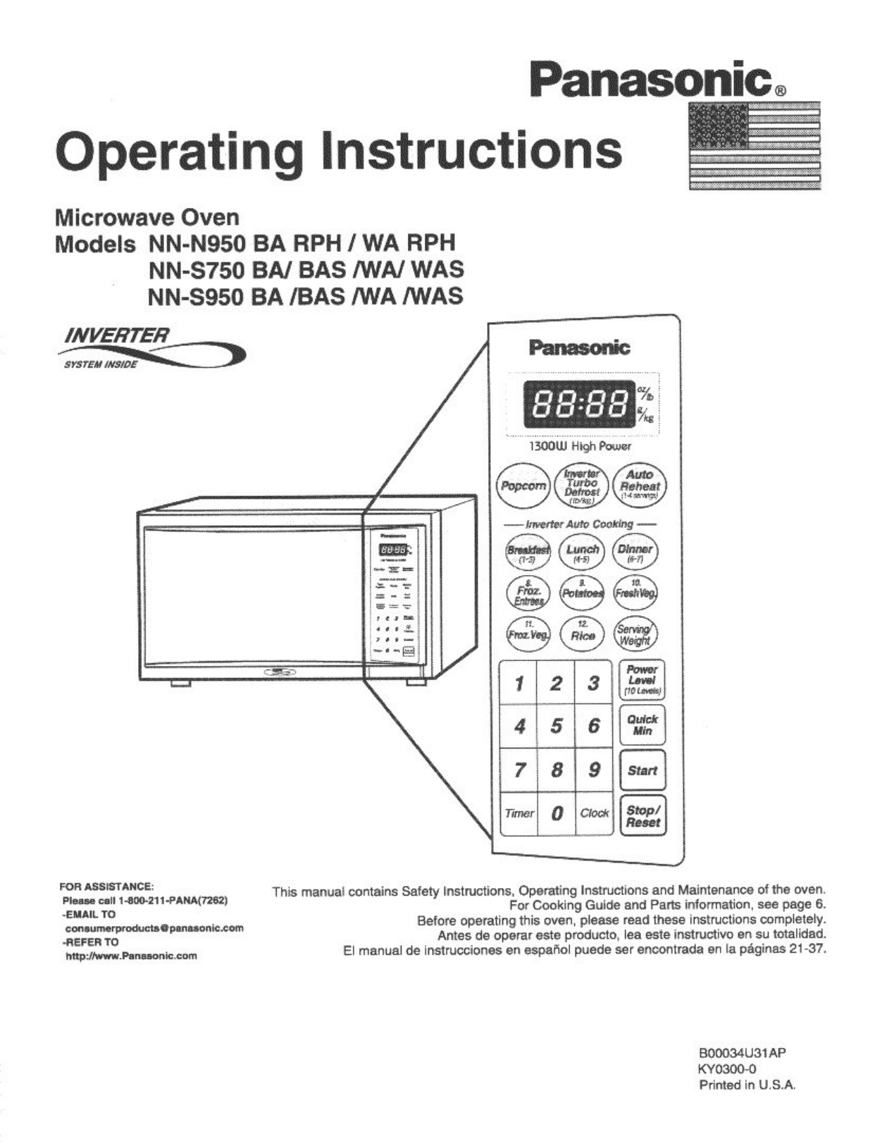 Panasonic NNN950RPH Microwave Owner's Manual Manualzz